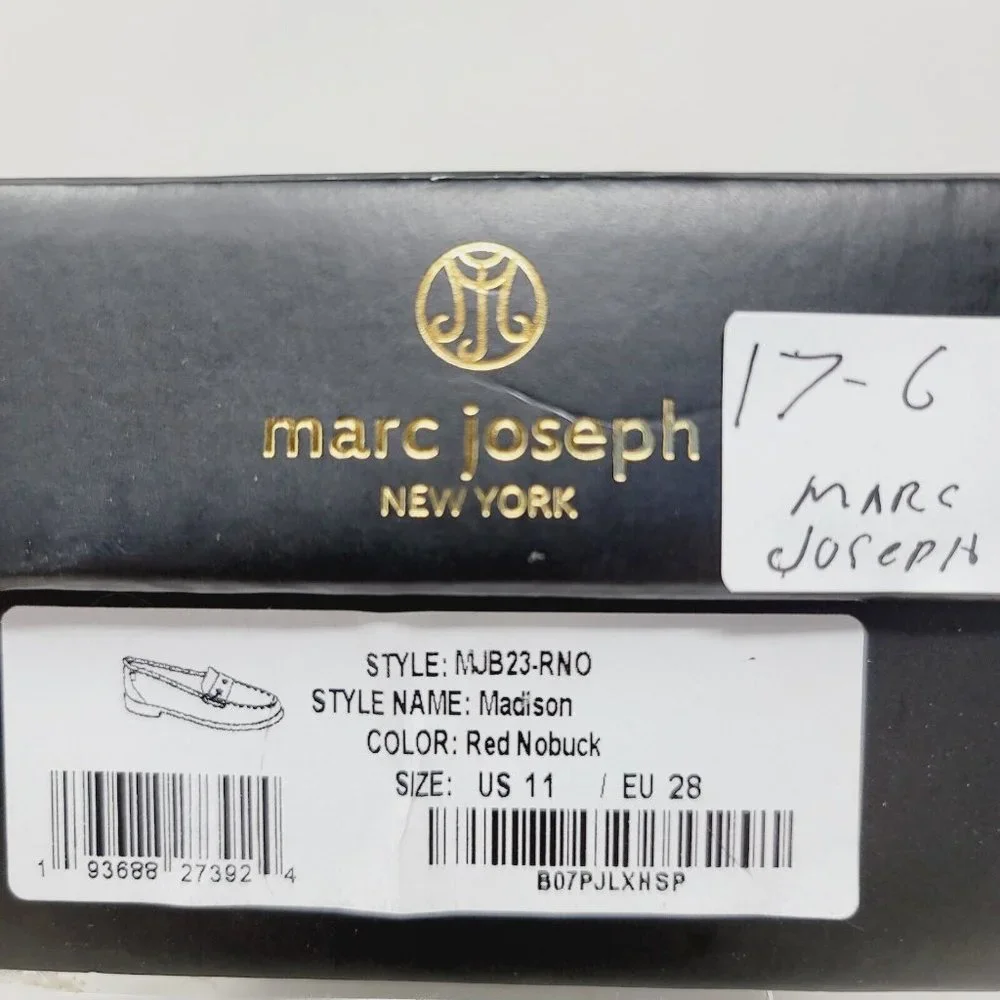 MARC JOSEPH MADISON girls Loafers Sz 11 M nubuck Red leather casual shoes‎